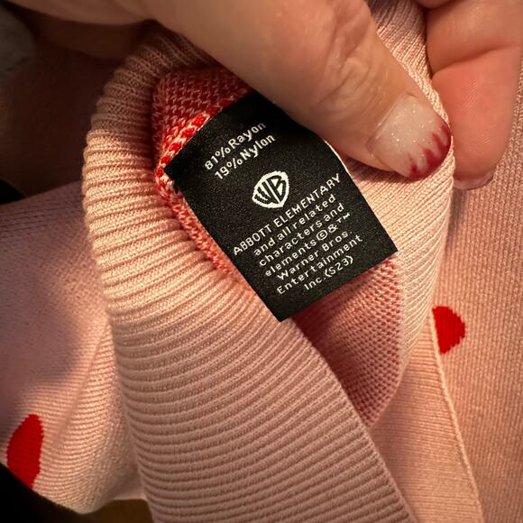 NWT‎ Abbott Pink Heart Button Down Cardigan XS Oversized Valentine's Day Teacher - Picture 8 of 10